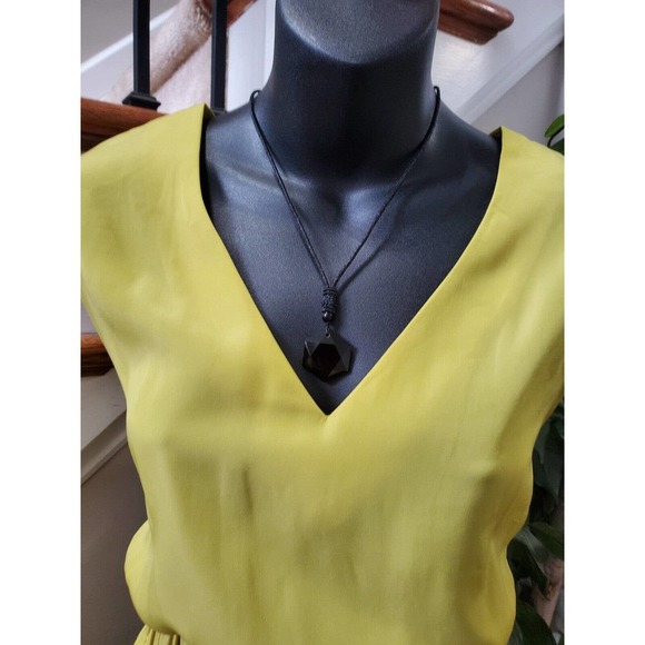 Rachel Roy Chartreuse Polyester V-Neck Sleeveless Knee Length Dress Size 2 - Picture 2 of 12
